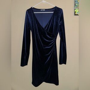 Elegant Navy Blue Velvet Dress